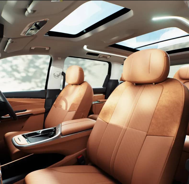 Cognac Brown Leather & Suede Upholstery