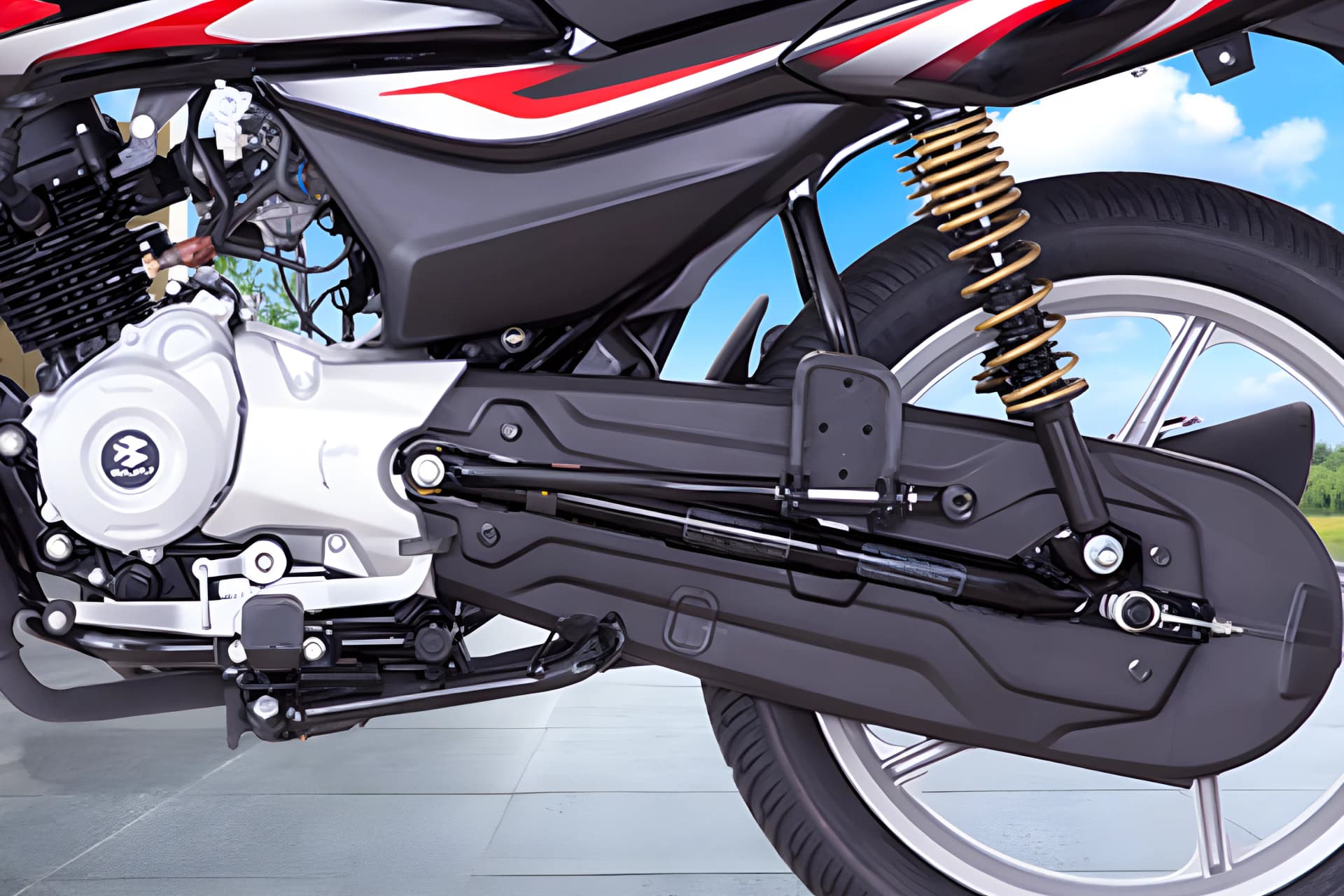 Bajaj Platina 100 Rear Suspension View